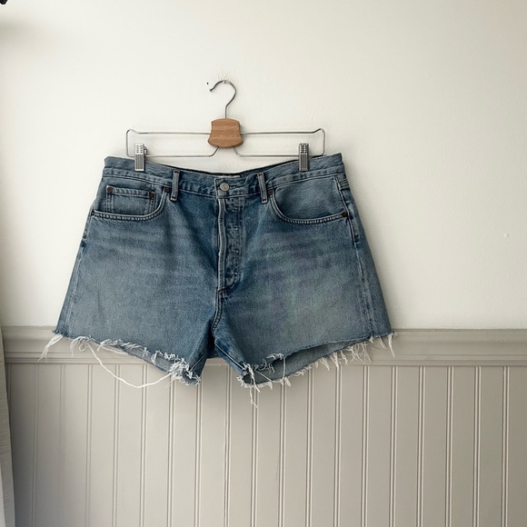Agolde Pants - Agolde Size 32 Blue Jean Cut Off Denim Button Fly Shorts